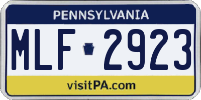 PA license plate MLF2923