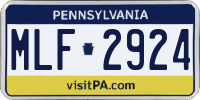 PA license plate MLF2924