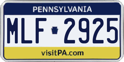 PA license plate MLF2925