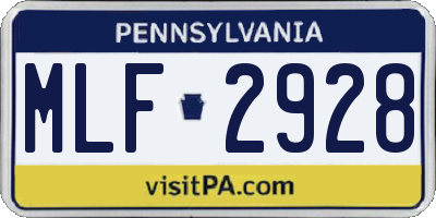 PA license plate MLF2928