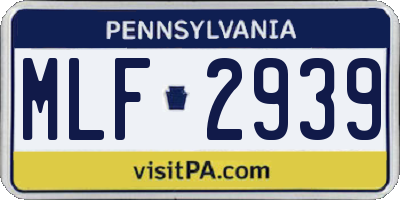 PA license plate MLF2939