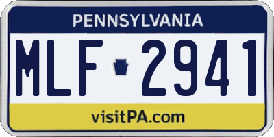 PA license plate MLF2941