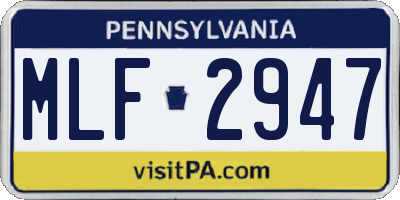 PA license plate MLF2947
