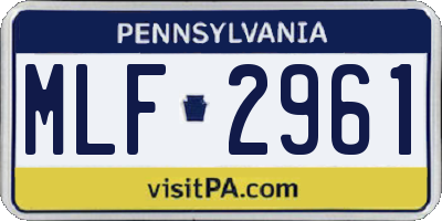 PA license plate MLF2961