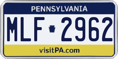 PA license plate MLF2962