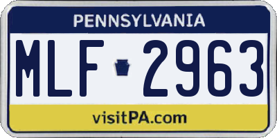 PA license plate MLF2963