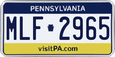 PA license plate MLF2965