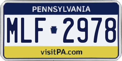 PA license plate MLF2978