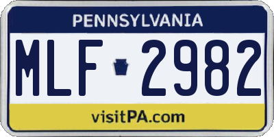 PA license plate MLF2982