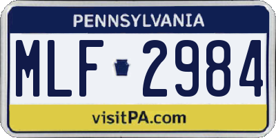 PA license plate MLF2984