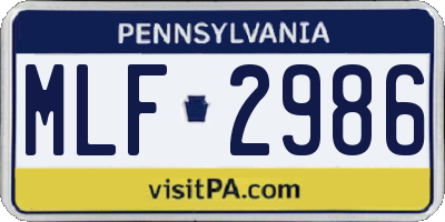 PA license plate MLF2986