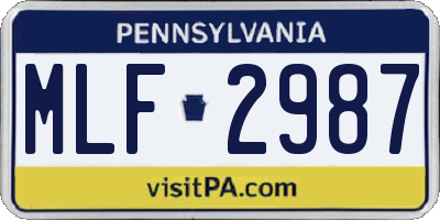 PA license plate MLF2987