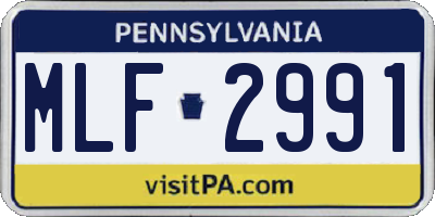 PA license plate MLF2991