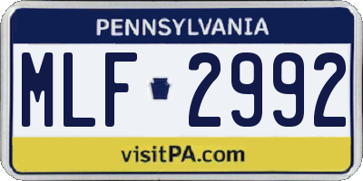 PA license plate MLF2992