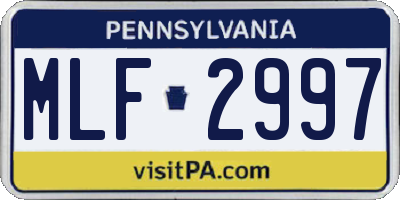 PA license plate MLF2997