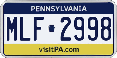 PA license plate MLF2998