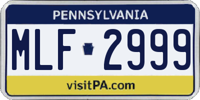 PA license plate MLF2999