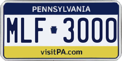 PA license plate MLF3000