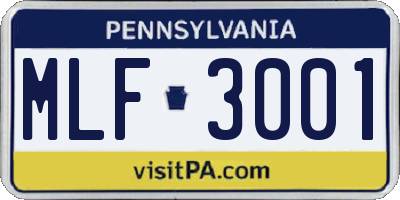 PA license plate MLF3001
