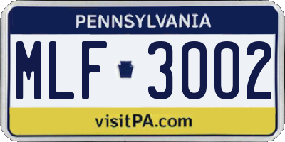 PA license plate MLF3002