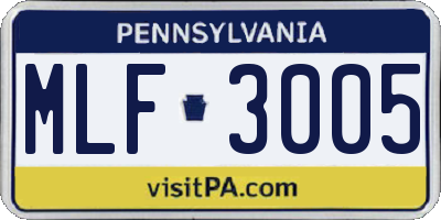 PA license plate MLF3005