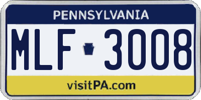 PA license plate MLF3008
