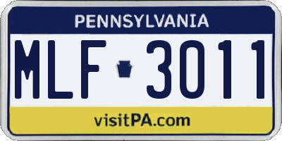 PA license plate MLF3011