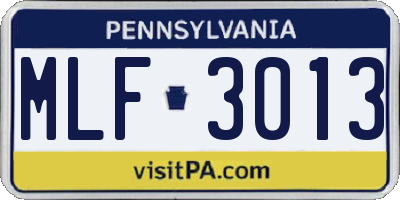 PA license plate MLF3013