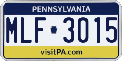 PA license plate MLF3015