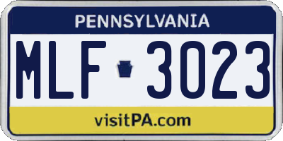 PA license plate MLF3023