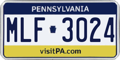 PA license plate MLF3024