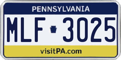 PA license plate MLF3025