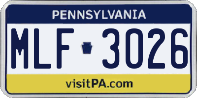 PA license plate MLF3026