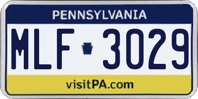 PA license plate MLF3029