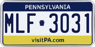 PA license plate MLF3031