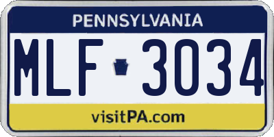PA license plate MLF3034