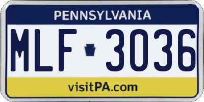 PA license plate MLF3036