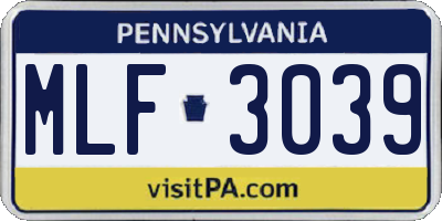 PA license plate MLF3039