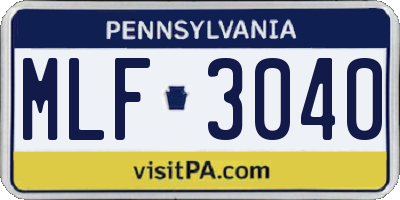 PA license plate MLF3040