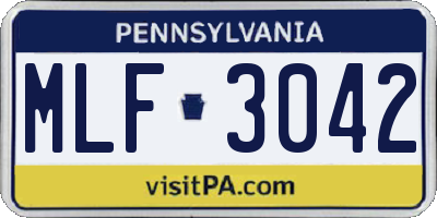 PA license plate MLF3042