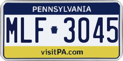 PA license plate MLF3045