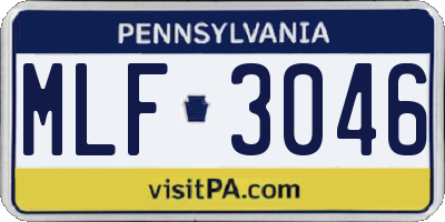 PA license plate MLF3046