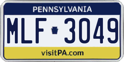 PA license plate MLF3049