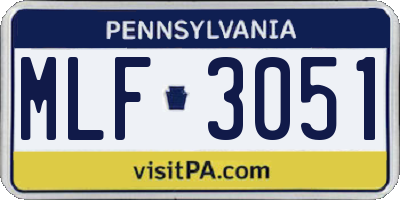 PA license plate MLF3051