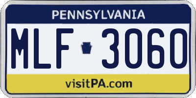 PA license plate MLF3060