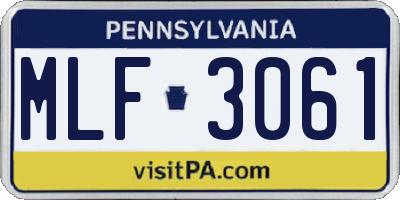 PA license plate MLF3061