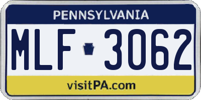 PA license plate MLF3062