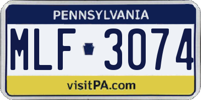 PA license plate MLF3074