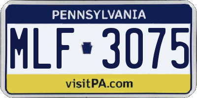 PA license plate MLF3075