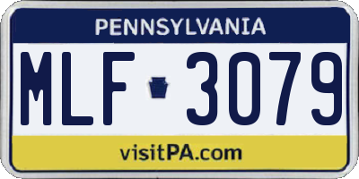 PA license plate MLF3079